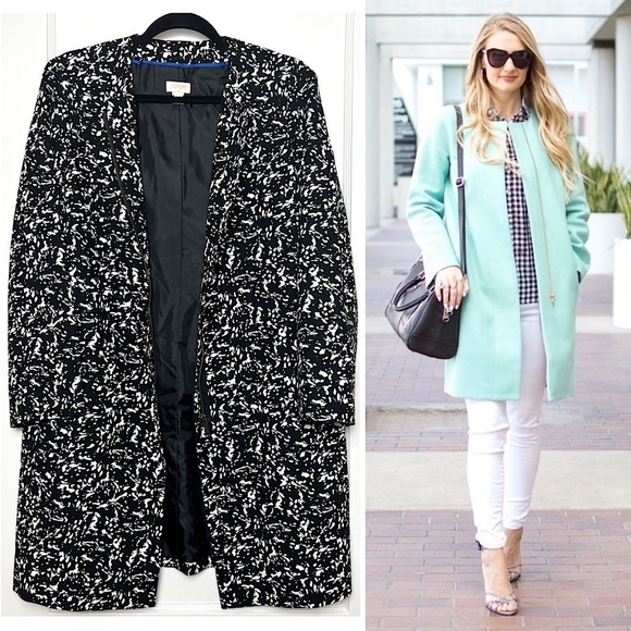 J CREW Abstract Graphic Print Woven Cotton Zip Up Jewel Neck Collarless Coat 4 - Picture 2 of 8